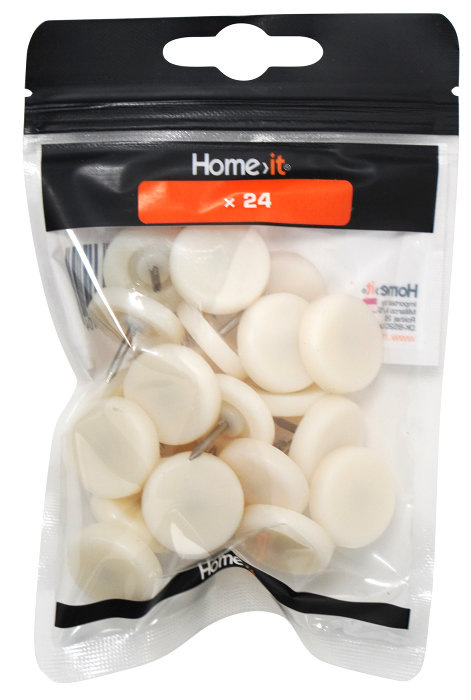 Møbelknotter Ø25 mm hvit plast 24 stk.